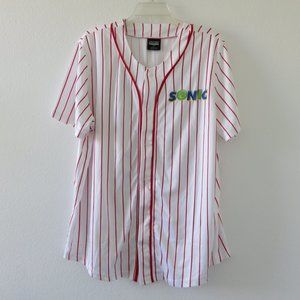 (#J) White Double Side Graphic Sonic Jersey Size L